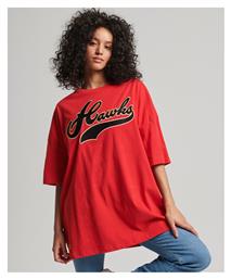 Superdry Ovin Vintage Collegiate Γυναικείο Oversized T-shirt Rebel Red από το Plus4u