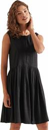 Superdry Textured Day Mini All Day Φόρεμα Λινό Μαύρο