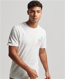 Superdry Travel Sticker Ανδρικό T-shirt Λευκό με Στάμπα
