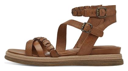 Tamaris Δερμάτινα Γυναικεία Σανδάλια Flatforms σε Ταμπά Χρώμα