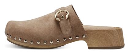 Tamaris Δερμάτινα Mules με Χοντρό Χαμηλό Τακούνι Camel Suede από το Z-mall