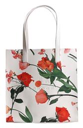 Ted Baker Floral Γυναικεία Τσάντα Shopper Ώμου Λευκή