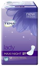 Tena Lady Night Maxi Γυναικείες Σερβιέτες Ακράτειας Αυξημένης Ροής 6 Σταγόνες 12τμχ