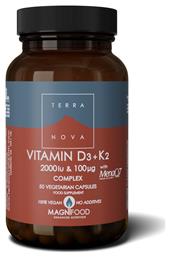 TerraNova Vitamin D3 2000iu with K2 100μg Βιταμίνη για Ανοσοποιητικό 2000iu 50 φυτικές κάψουλες