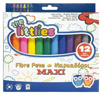 The Littlies Fibre Pens Πλενόμενοι Μαρκαδόροι Ζωγραφικής Χονδροί σε 12 Χρώματα από το Moustakas Toys