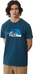 The North Face Mountain Line Ανδρικό T-shirt Navy Μπλε με Λογότυπο