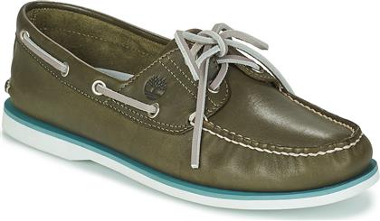 Timberland Classic Boat 2 Eye Δερμάτινα Ανδρικά Boat Shoes σε Πράσινο Χρώμα από το Z-mall