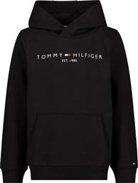 Tommy Hilfiger Fleece Παιδικό Φούτερ με Κουκούλα και Τσέπες Μαύρο Essential από το Cosmos Sport