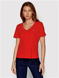 Tommy Hilfiger Γυναικείο T-shirt με V Λαιμόκοψη Κόκκινο από το Modivo