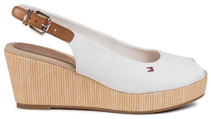 Tommy Hilfiger Iconic Elba Sling Back Καλοκαιρινές Γυναικείες Πλατφόρμες Λευκές από το Modivo