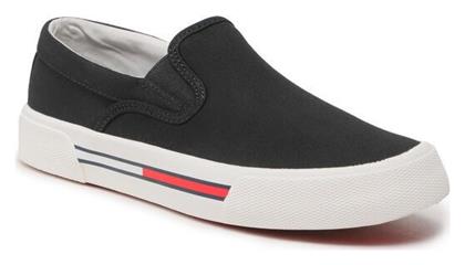 Tommy Hilfiger Πάνινα Γυναικεία Slip-On Μαύρα