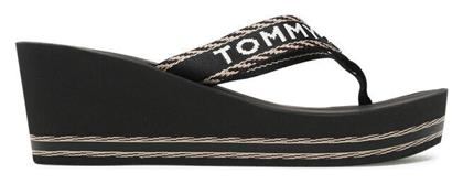 Tommy Hilfiger Webbing H Σαγιονάρες με Πλατφόρμα σε Μαύρο Χρώμα