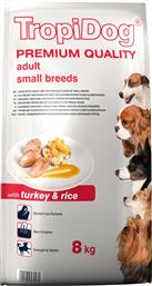 TropiDog Premium Adult Small Breeds Turkey & Rice 8kg