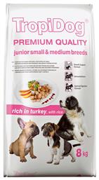 TropiDog Premium Junior Small & Medium Breeds Turkey & Rice 8kg