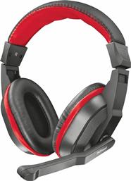 Trust Ziva Over Ear Gaming Headset με σύνδεση 3.5mm Κόκκινο