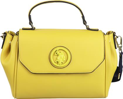 U.S. Polo Assn. Γυναικεία Flap Bag σε Κίτρινο χρώμα