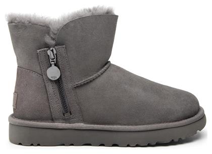 Ugg Australia Bailey Zip Mini Suede Γυναικεία Μποτάκια με Γούνα Γκρι από το Z-mall