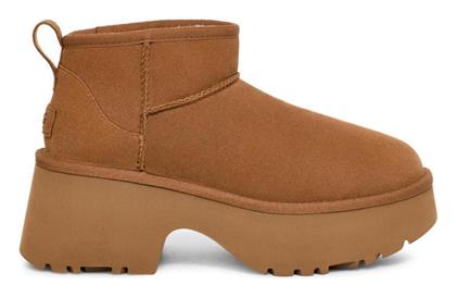 Ugg Australia Δερμάτινα Γυναικεία Μποτάκια με Γούνα Καφέ από το Favela