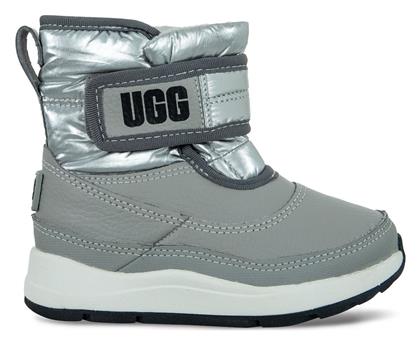 Ugg Australia Δερμάτινες Παιδικές Μπότες Χιονιού με Σκρατς Ασημί από το Z-mall