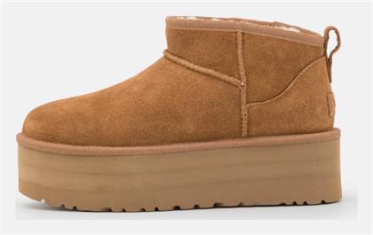 Ugg Australia Ultra Classic Mini Platform Suede Γυναικεία Μποτάκια με Πλατφόρμα & Γούνα Chestnut από το Tsakiris Mallas