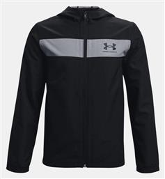 Under Armour Παιδικό Αθλητικό Μπουφάν Κοντό Αντιανεμικό με Κουκούλα Μαύρο από το Z-mall