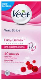 Veet Easy Gelwax Body & Legs Normal Skin Ταινίες Αποτρίχωσης 40τμχ