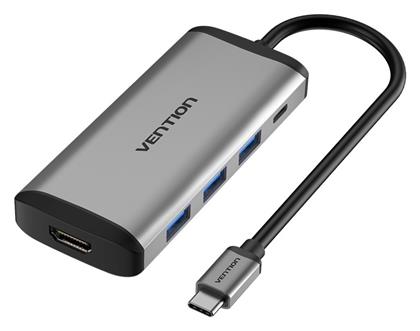 Vention CNBHB USB-C Docking Station με HDMI 4K PD και συνδεση 2 Οθονών Γκρι