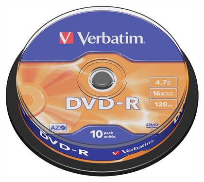 Verbatim Εγγράψιμα DVD-R 16x 4.7GB Cake Box 10τμχ