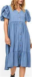 Vero Moda Καλοκαιρινό Midi Σεμιζιέ Φόρεμα Τζιν Μπλε