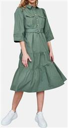 Vero Moda Midi All Day Φόρεμα με Κουμπιά Χακί