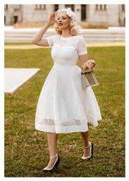 Vintage Λευκό Bridal Φόρεμα '50s Cotton Tessa από το PerfectDress