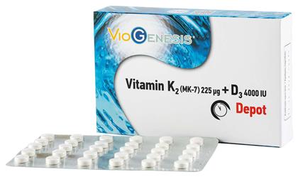 Viogenesis Vitamin K2 (MK-7) + Vitamin D3 Depot Βιταμίνη για Ανοσοποιητικό 4000iu 60 ταμπλέτες