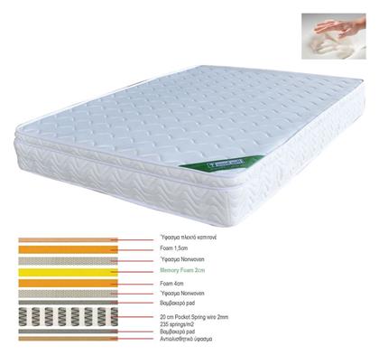 Woodwell Spring King Size Ανατομικό Στρώμα Foam / Memory Foam 180x200x28cm με Ανεξάρτητα Ελατήρια