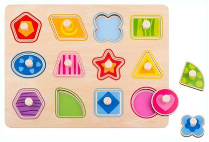 Ξύλινο Παιδικό Puzzle Σφηνώματα Shapes 12pcs Tooky Toys από το GreekBooks